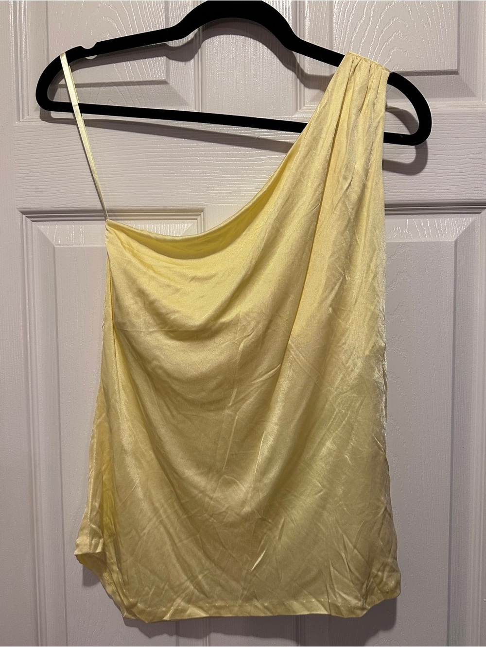 Banana Republic Yellow Stretch One Shoulder Asymmetrical Blouse L NWT
